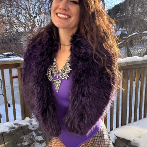Purple Fur collar with Silver Jewlery