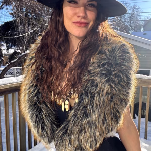 Brown multicolour Fur Collar by Refest