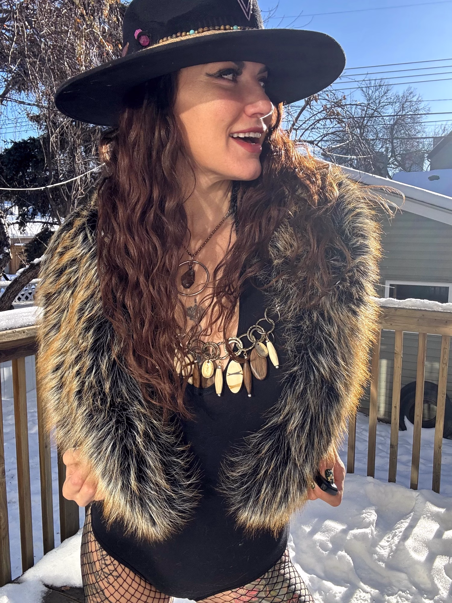 Brown multicolour Fur Collar by Refest - Image 2